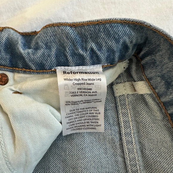 Reformation Wilder High Rise Wide Leg Cropped Jeans - Picture 6 of 10